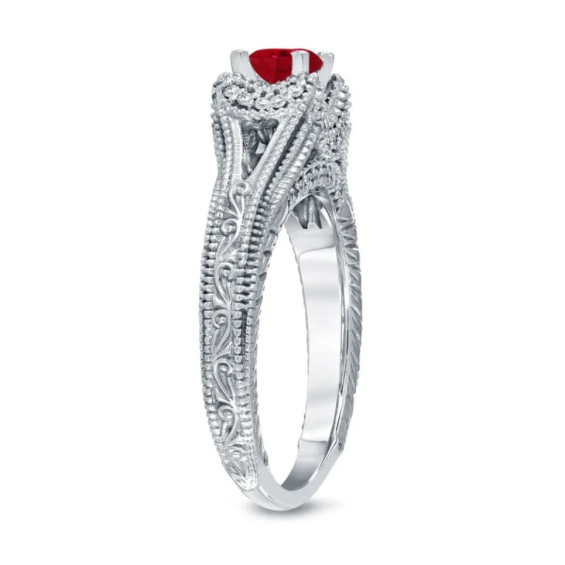 14k Gold 2/5ct Ruby and 1/8ct TDW Round Diamond Engagement Ring by Auriya sold by Zulily