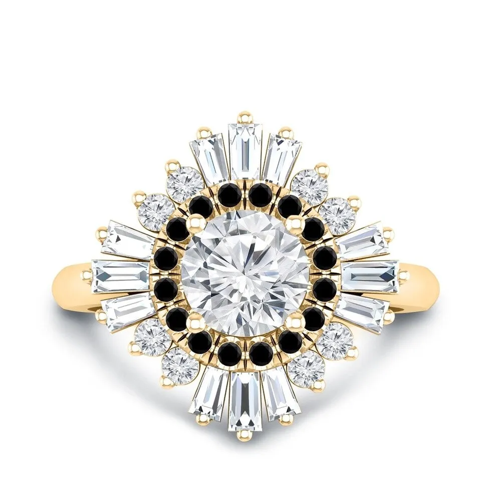 Auriya 14k Gold 3/4ctw Moissanite Ballerina Halo Black Diamond Engagement Ring 9/10ct TDW sold by Zulily product image thumbnail 2