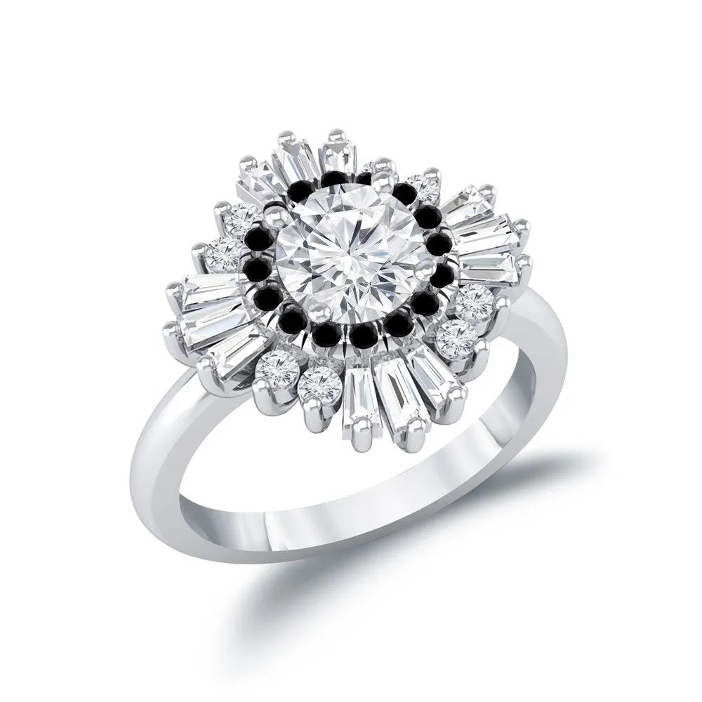 Auriya 14k Gold 3/4ctw Moissanite Ballerina Halo Black Diamond Engagement Ring 9/10ct TDW sold by Zulily product image thumbnail 5