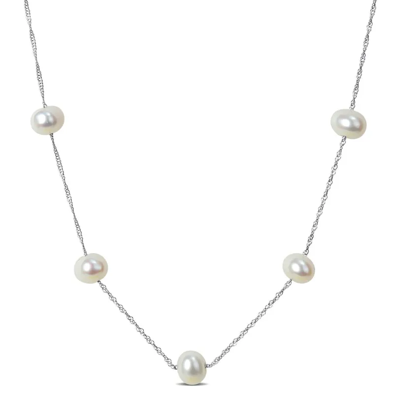 Miadora 5.5-6mm Cultured Freshwater Pearl Station 10k White Gold sold by Zulily