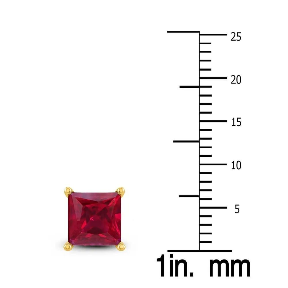 14K Yellow Gold 5MM Square Ruby Earrings sold by Zulily product image thumbnail 2