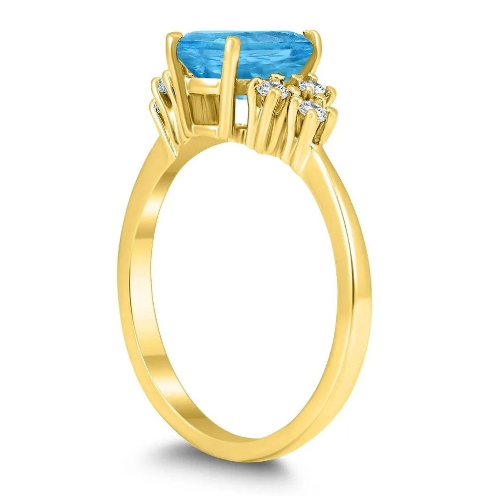 8X6MM Blue Topaz and Diamond Regal Ring in 10K Yellow Gold sold by Zulily product image thumbnail 2
