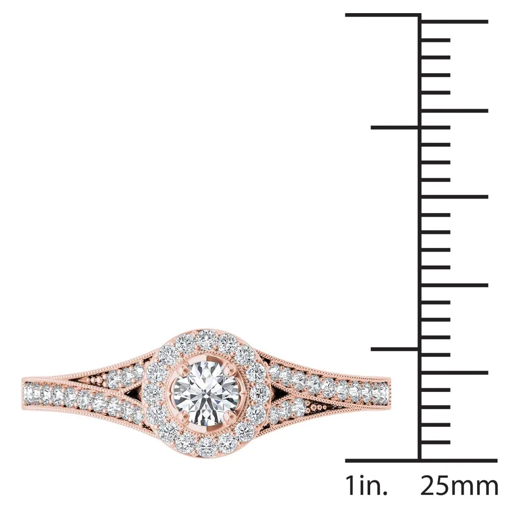 De Couer 14k Rose Gold 5/8ct TDW Diamond Halo Engagement Ring sold by Zulily product image thumbnail 4