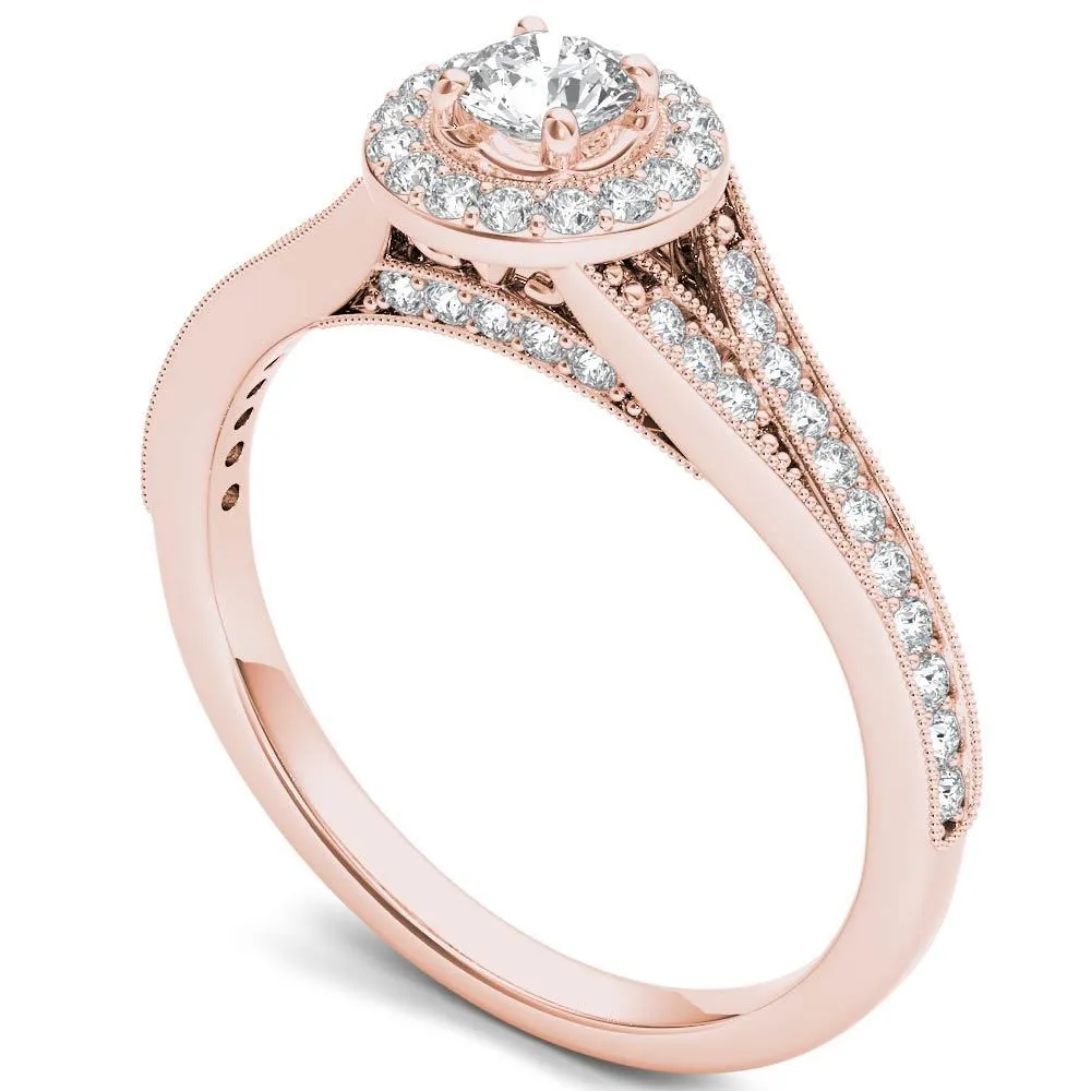 De Couer 14k Rose Gold 5/8ct TDW Diamond Halo Engagement Ring sold by Zulily product image thumbnail 2