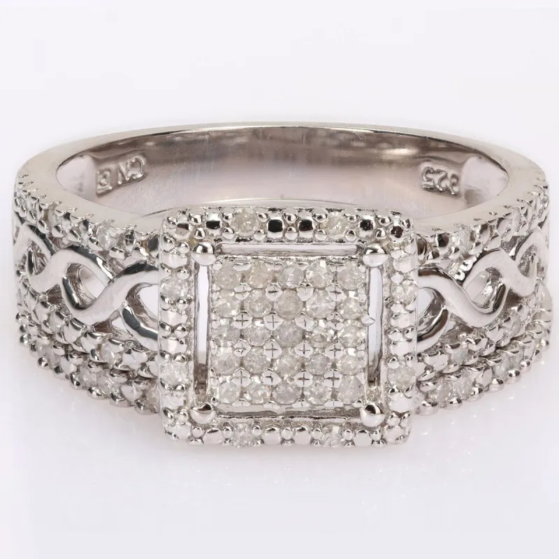Miadora 1/3ct TDW Diamond Clustered Square Halo Infinity Bridal Ring Set in Sterling Silver sold by Zulily
