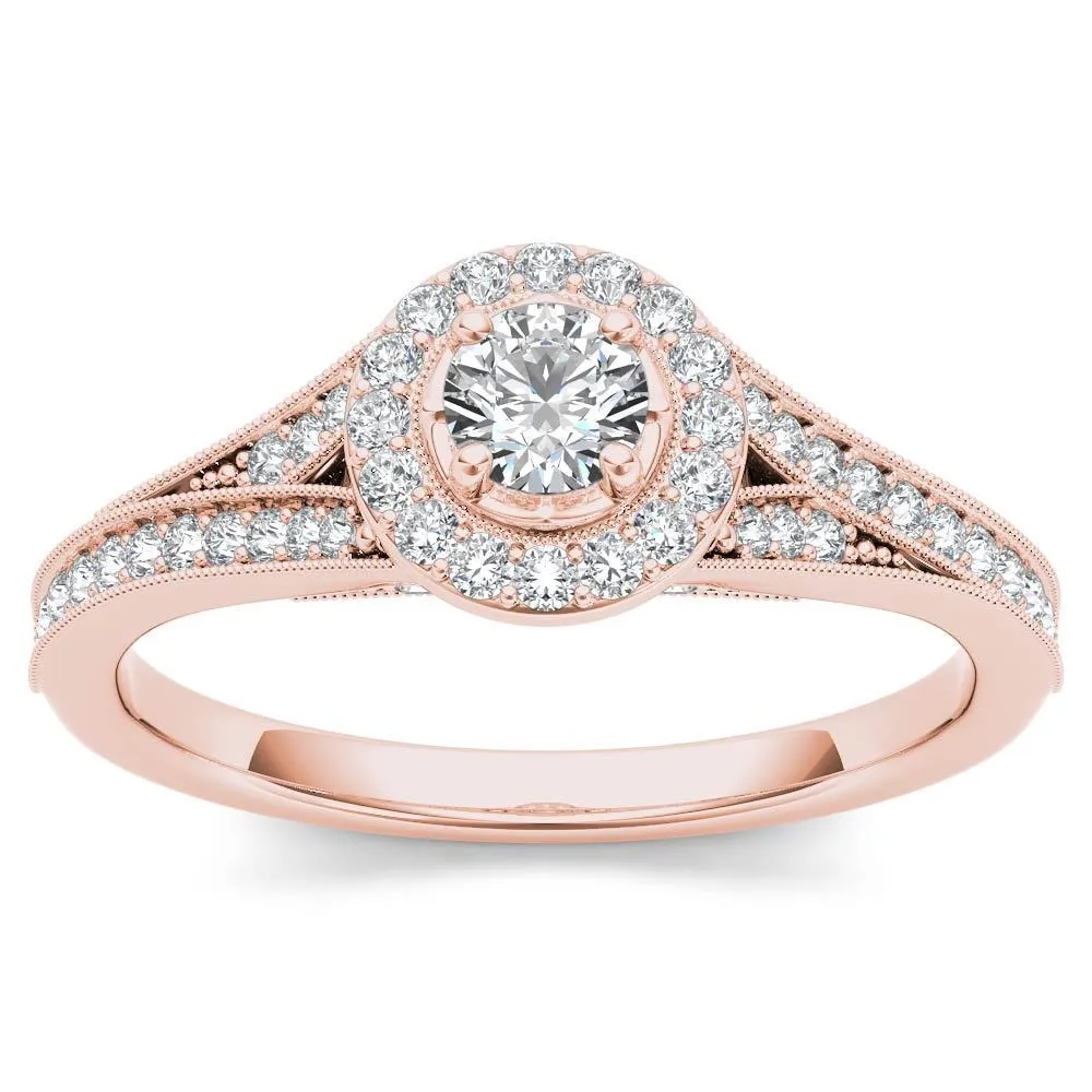 De Couer 14k Rose Gold 5/8ct TDW Diamond Halo Engagement Ring sold by Zulily