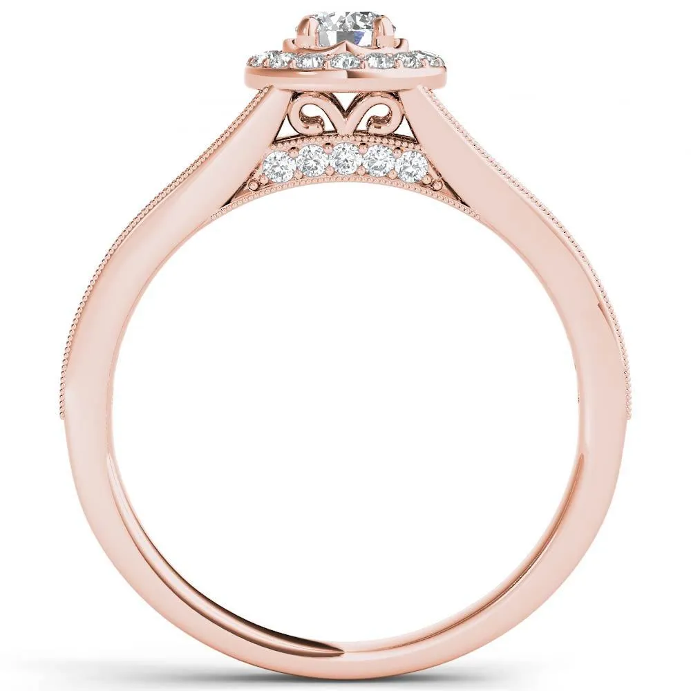 De Couer 14k Rose Gold 5/8ct TDW Diamond Halo Engagement Ring sold by Zulily product image thumbnail 3
