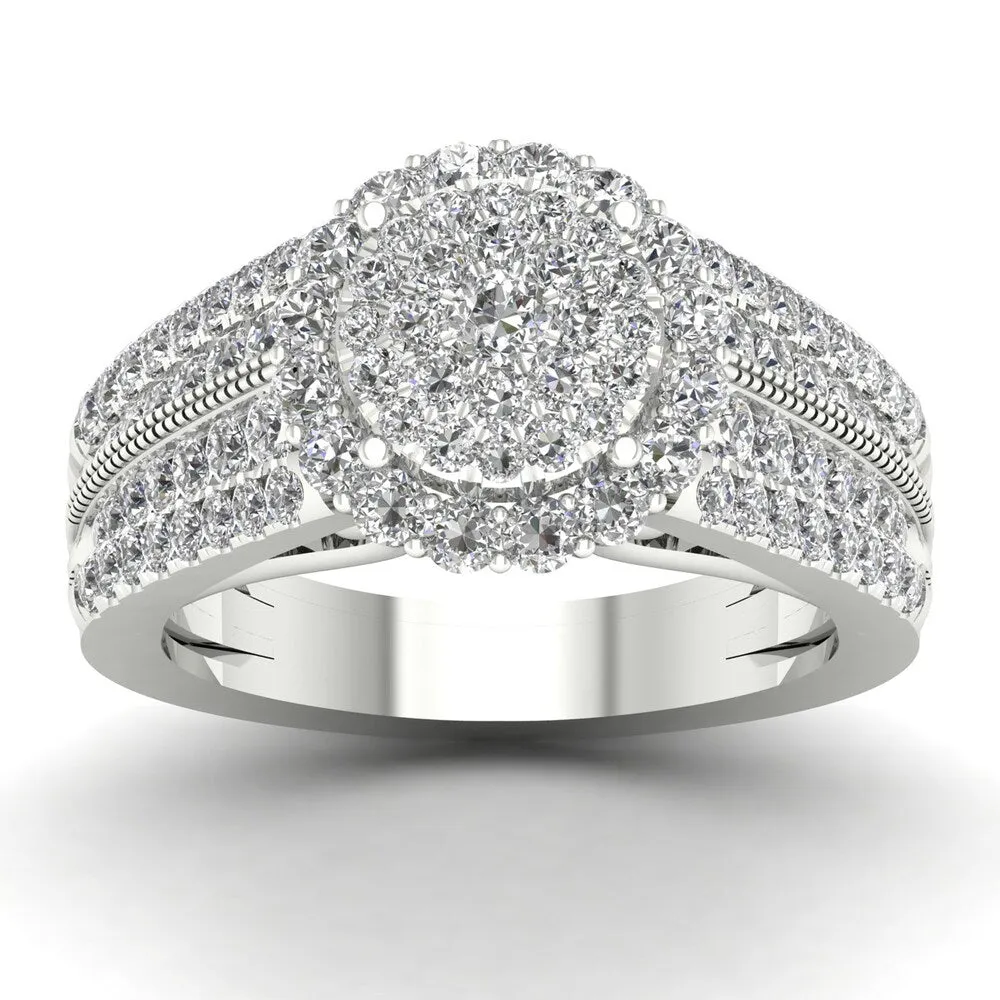 De Couer IGI Certified 1 3/8ct TDW Diamond Cluster Engagement Ring - White sold by Zulily