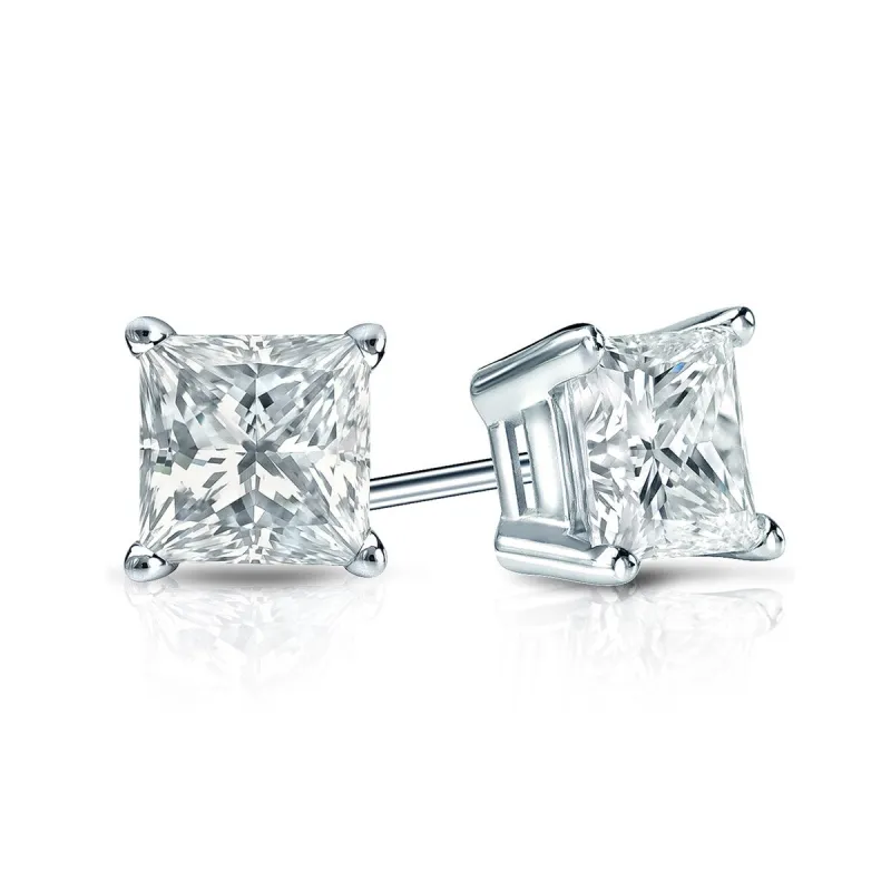 Auriya 14-karat Gold Lab Grown 1.25 carat TDW Princess Diamond Stud Earrings 4-Prong Basket Push-back sold by Zulily