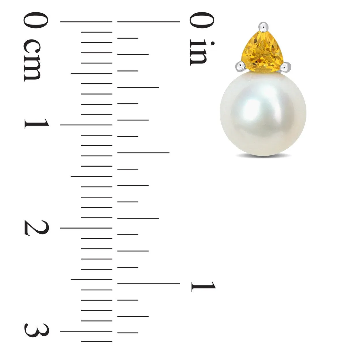 Miadora 8-8.5mm Cultured Freshwater Pearl and 2/5ct TGW Citrine Stud Earrings in 10k White Gold - 13 mm x 8.5 mm x 8.5 mm sold by Zulily product image thumbnail 4