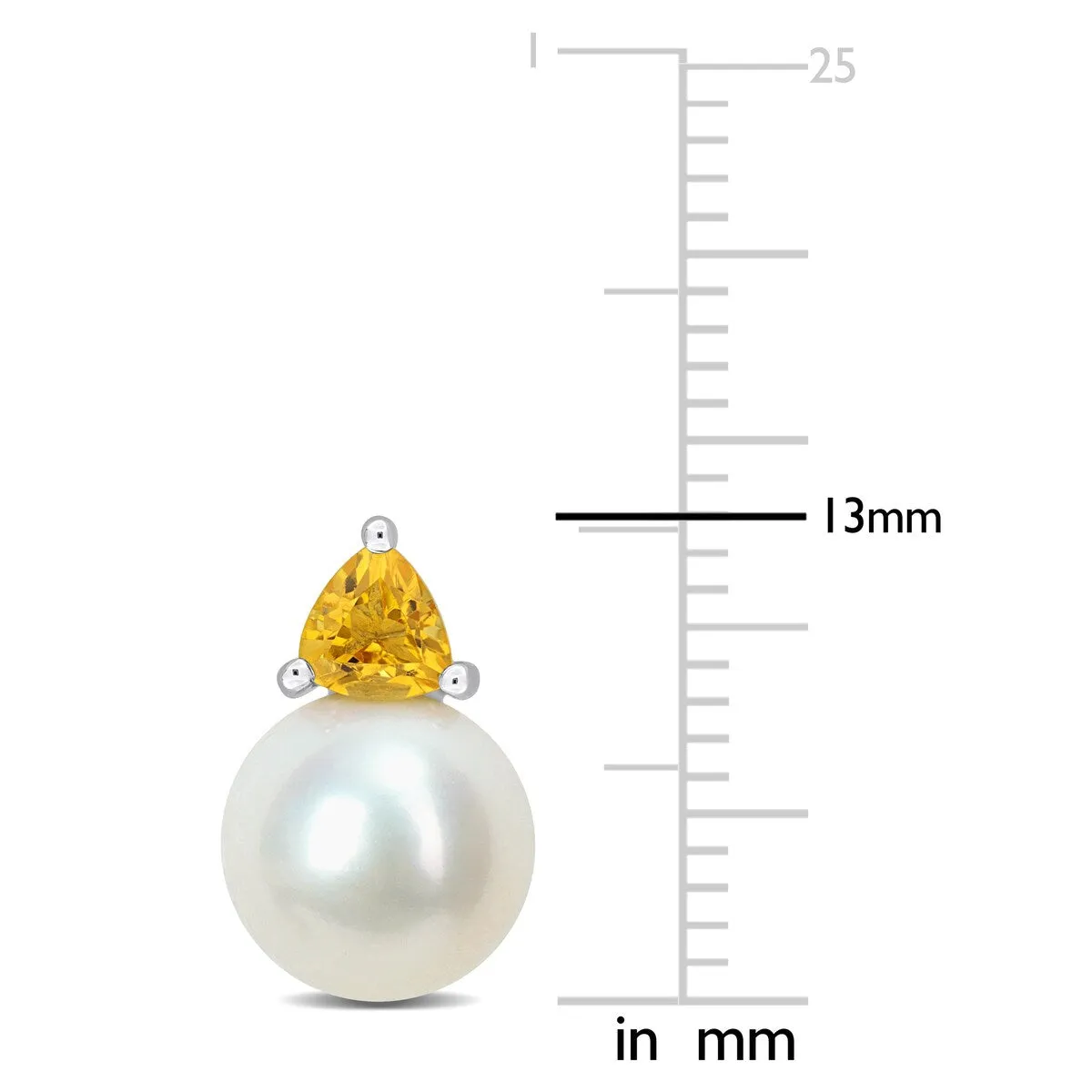 Miadora 8-8.5mm Cultured Freshwater Pearl and 2/5ct TGW Citrine Stud Earrings in 10k White Gold - 13 mm x 8.5 mm x 8.5 mm sold by Zulily product image thumbnail 3