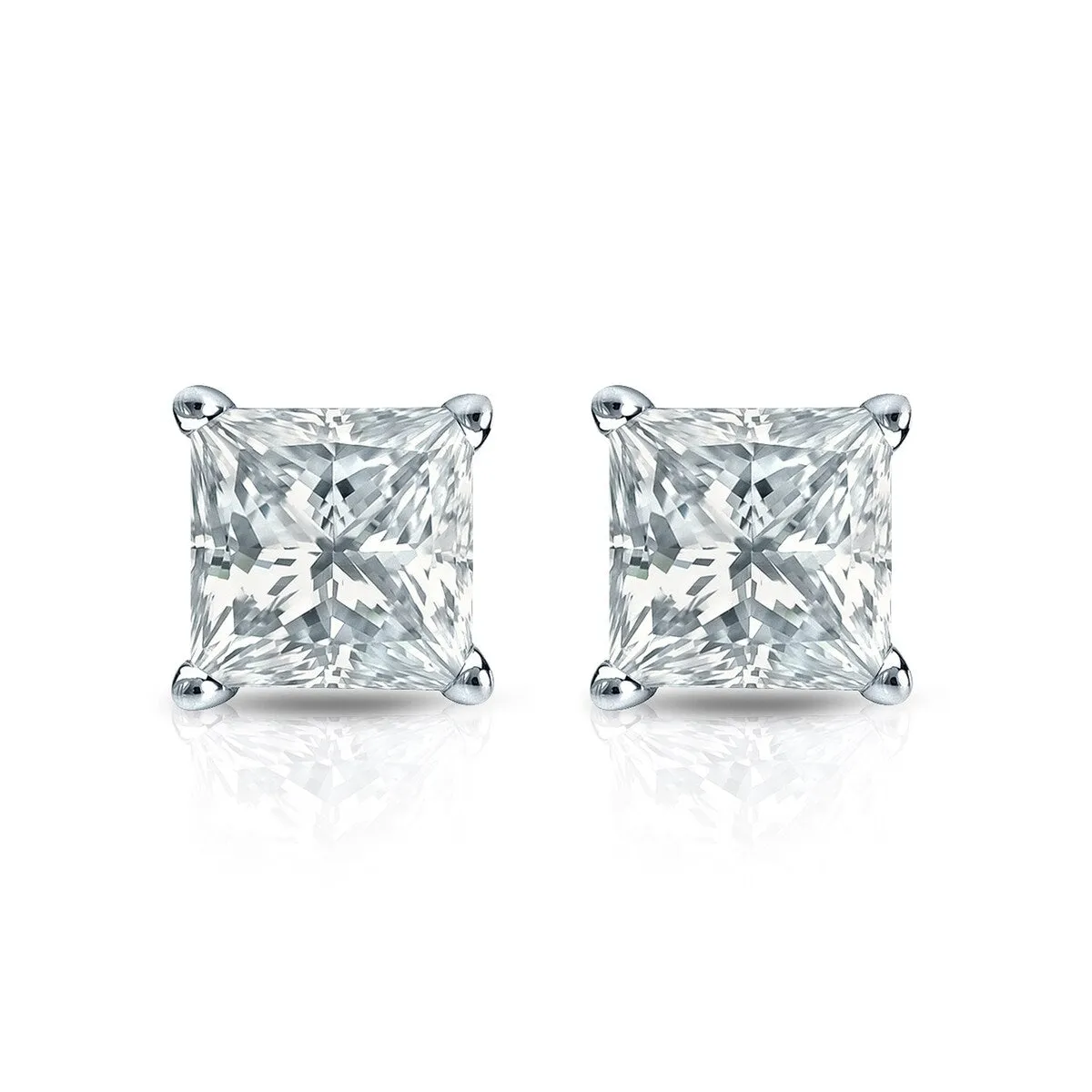 Auriya 14-karat Gold Lab Grown 1.25 carat TDW Princess Diamond Stud Earrings 4-Prong Basket Push-back sold by Zulily product image thumbnail 2