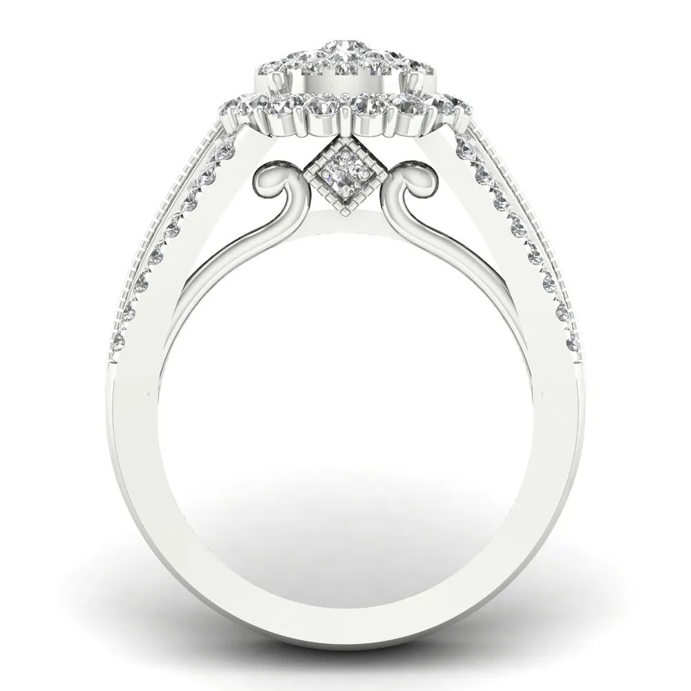 De Couer IGI Certified 1 3/8ct TDW Diamond Cluster Engagement Ring - White sold by Zulily product image thumbnail 3
