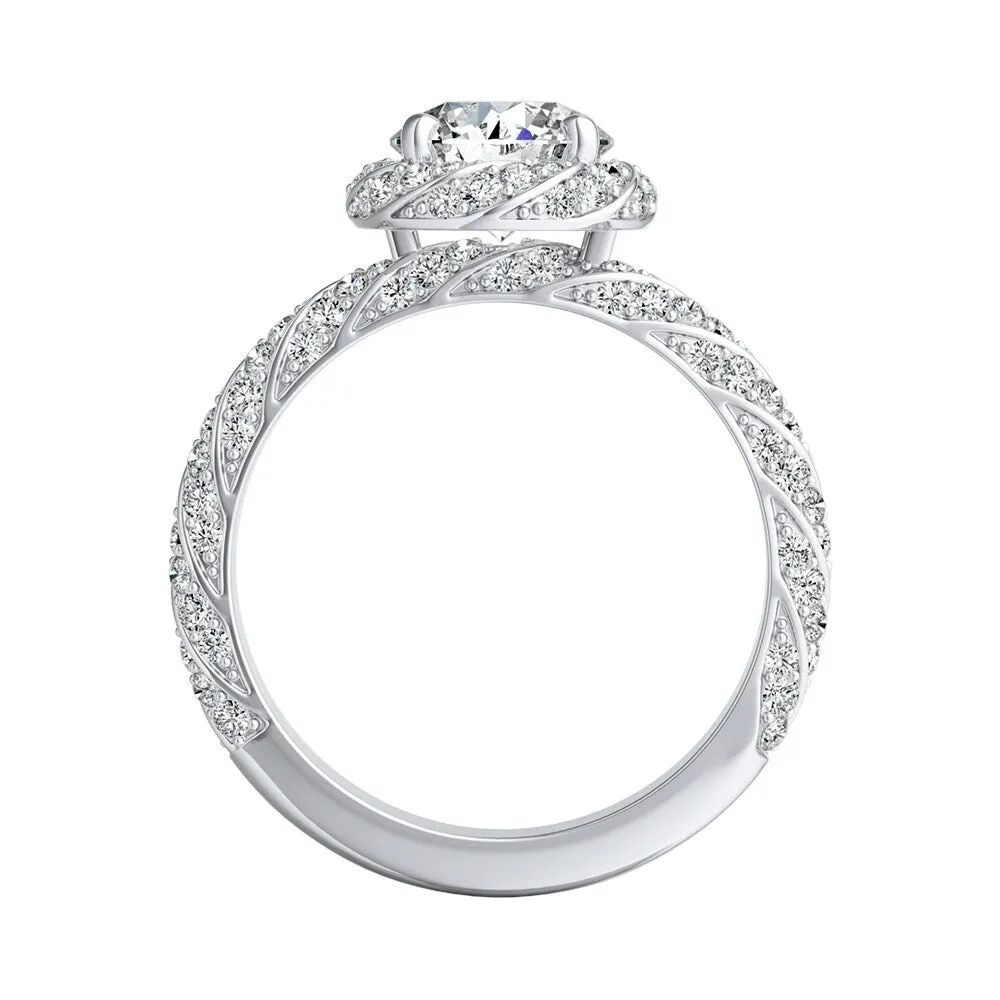 Auriya 2ct Round Moissanite and 5/8ctw Halo Diamond Engagement Ring 14k Gold sold by Zulily product image thumbnail 4