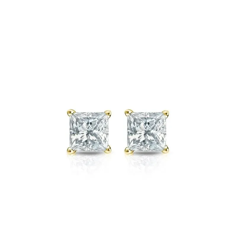 Auriya 14-karat Gold Lab Grown 10.00 carat TDW Princess Diamond Stud Earrings 4-Prong Basket Push-back sold by Zulily product image thumbnail 4