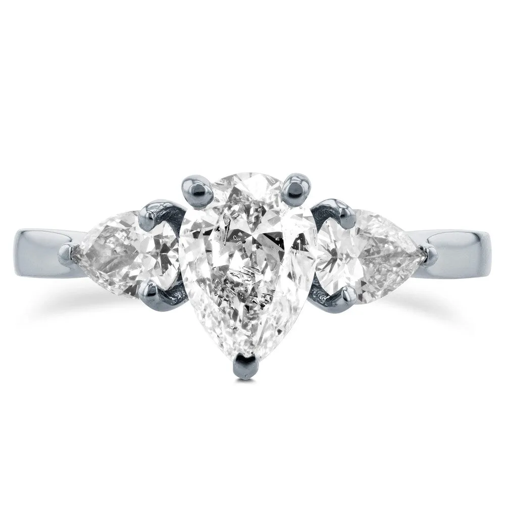 Annello by Kobelli Platinum Certified 1 1/2ct TDW Pear Cut Diamond Three Stone Ring sold by Zulily product image thumbnail 3
