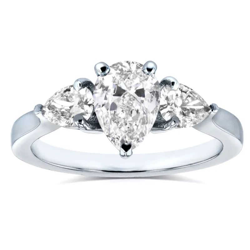 Annello by Kobelli Platinum Certified 1 1/2ct TDW Pear Cut Diamond Three Stone Ring sold by Zulily
