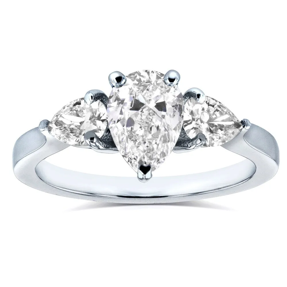 Annello by Kobelli Platinum Certified 1 1/2ct TDW Pear Cut Diamond Three Stone Ring sold by Zulily