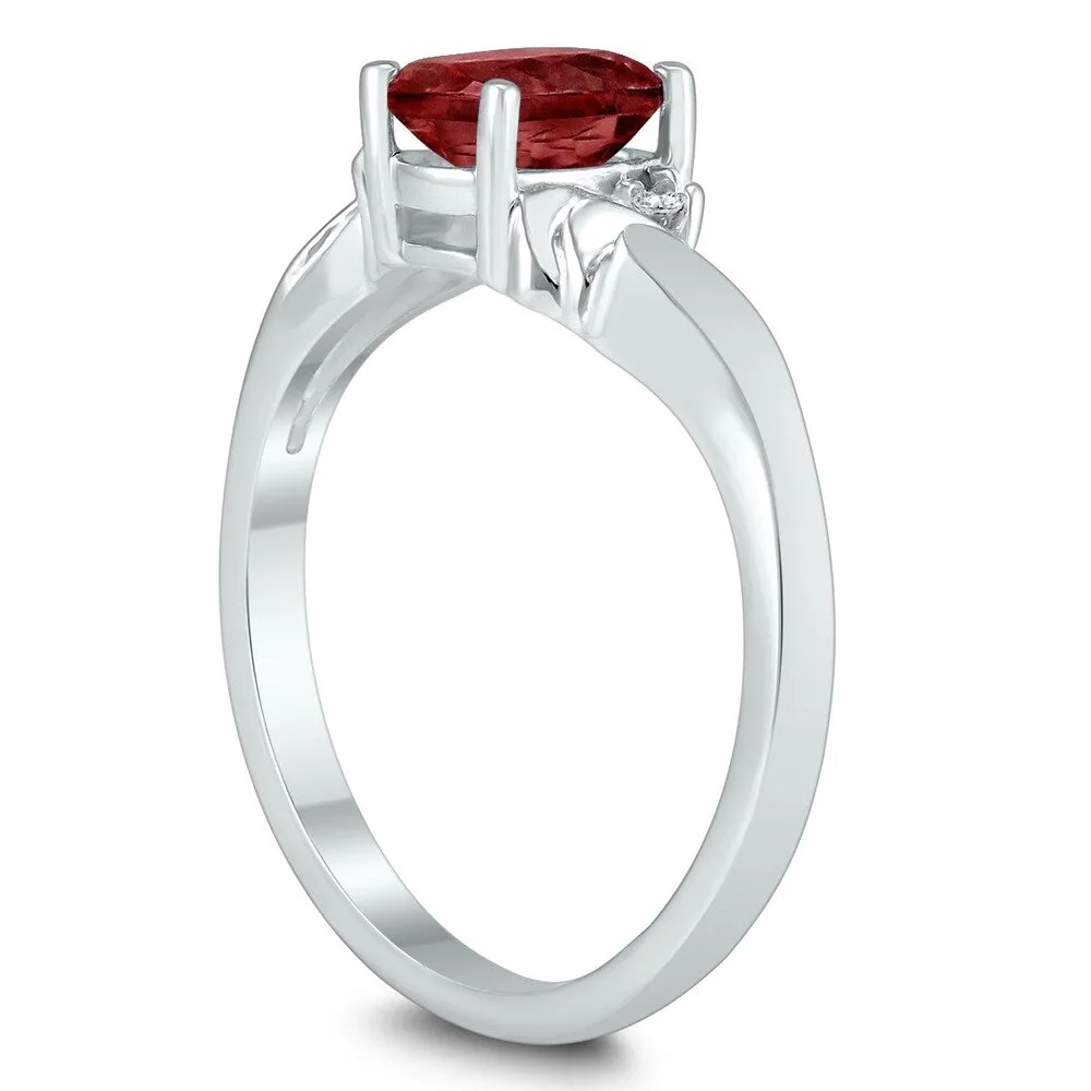 7X5MM Garnet and Diamond Wave Ring in 10K White Gold sold by Zulily product image thumbnail 2