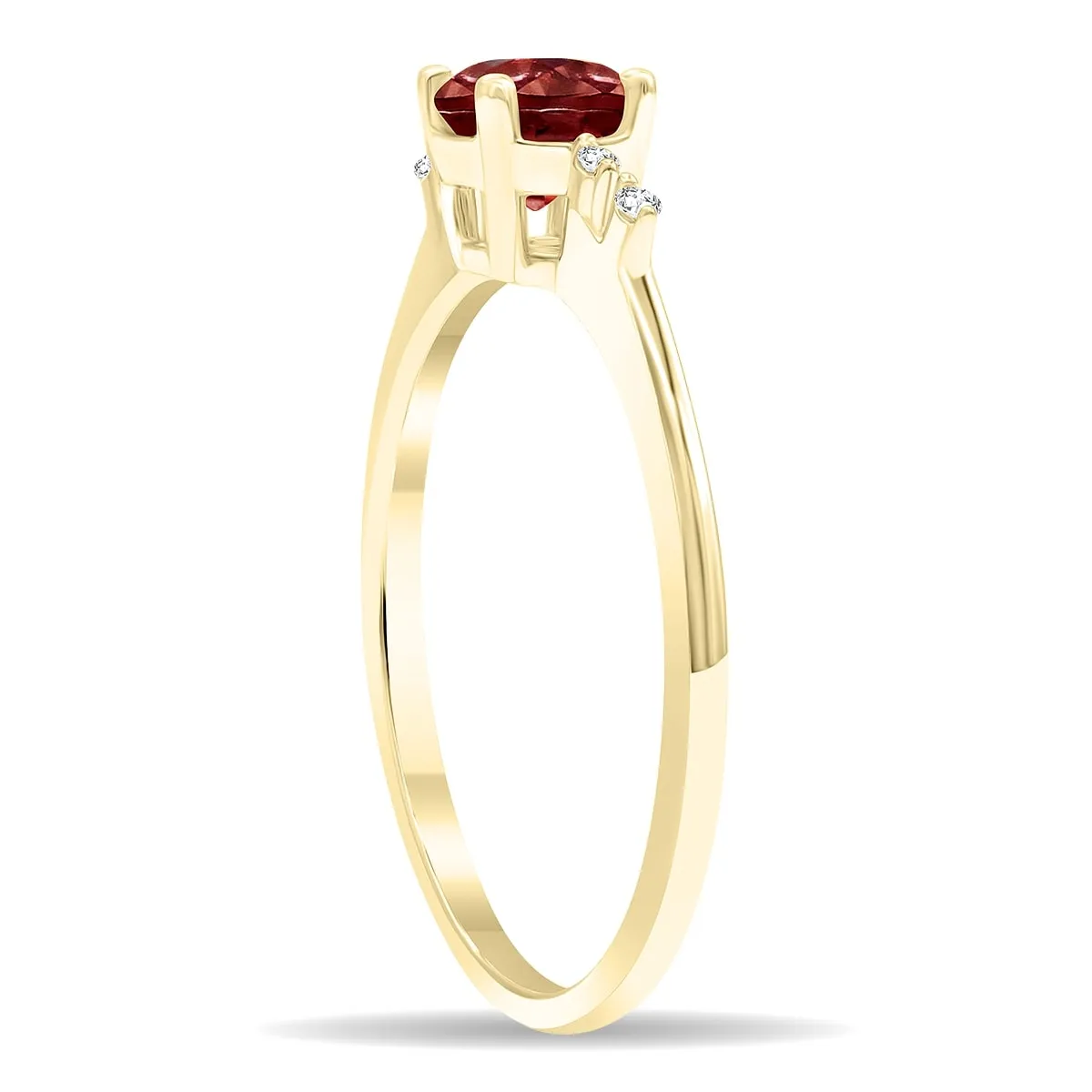 Women's Round Shaped Garnet and Diamond Sparkle Ring in 10K Yellow Gold sold by Zulily product image thumbnail 2