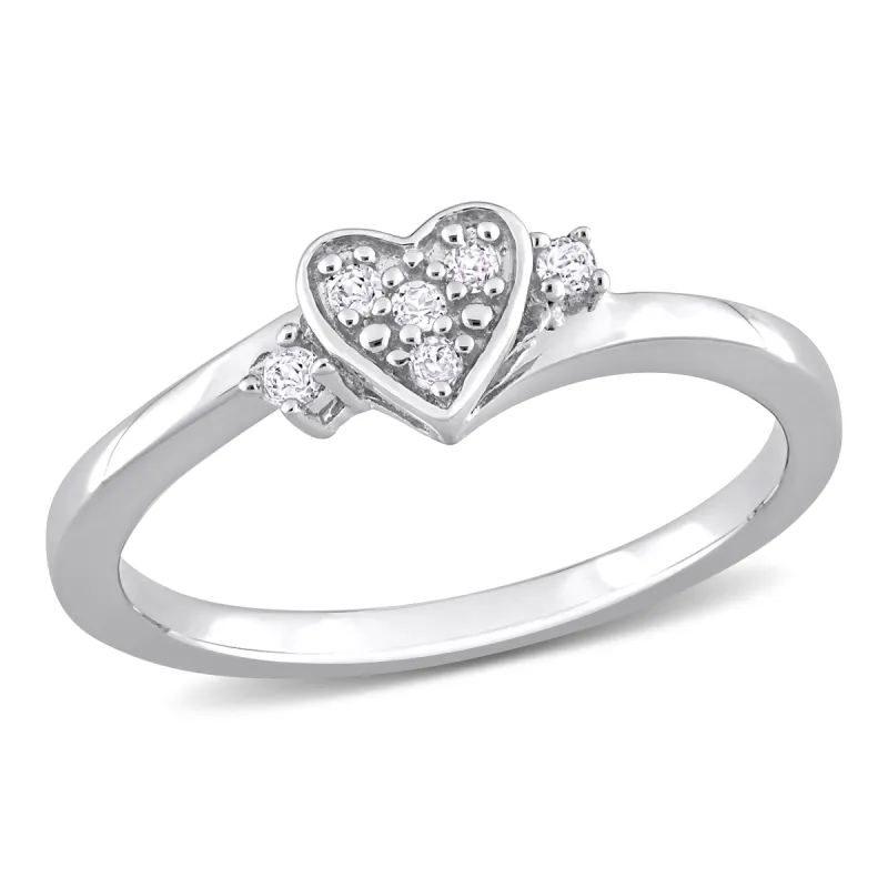 Miadora 1/10ct TDW Diamond Heart Ring in Sterling Silver sold by Zulily