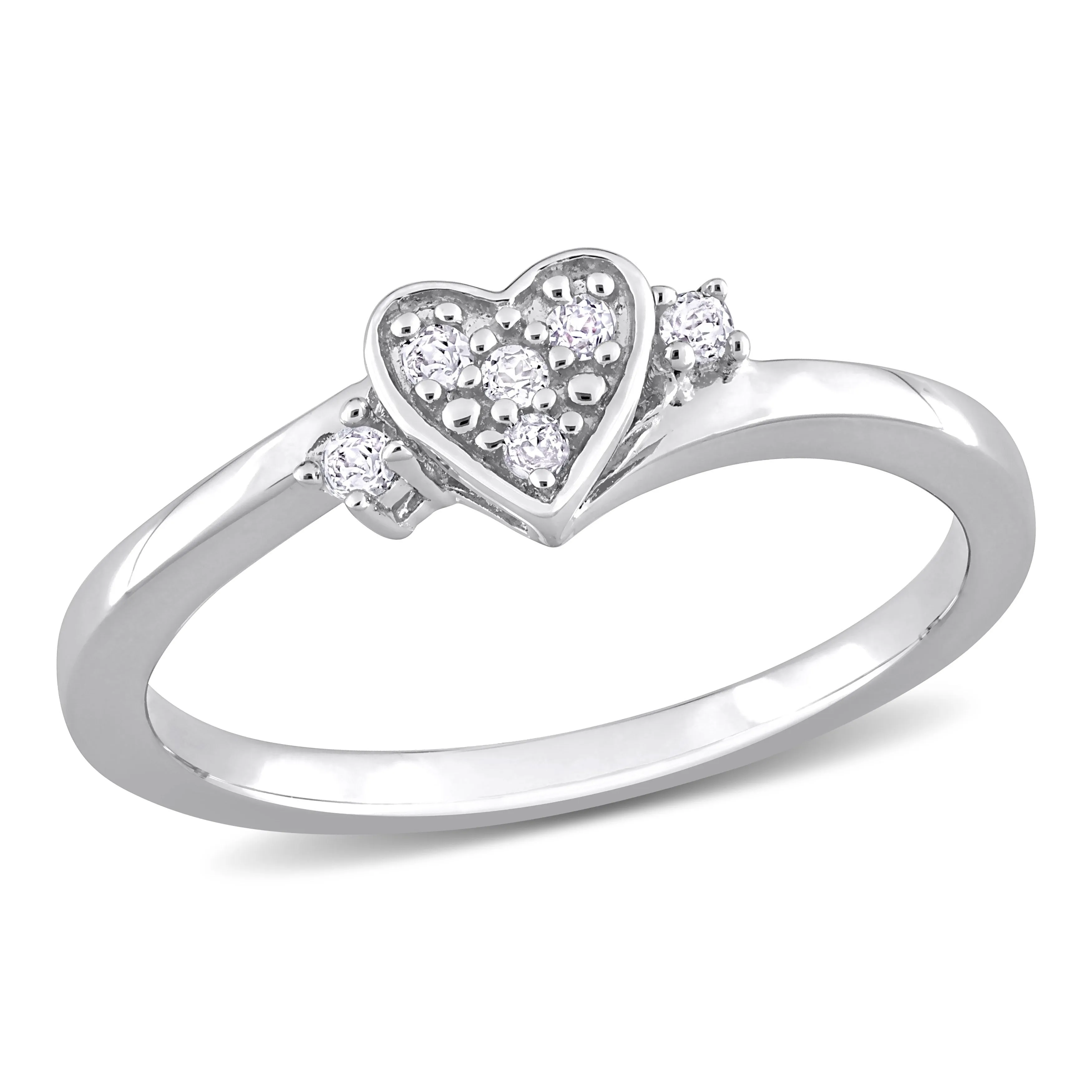Miadora 1/10ct TDW Diamond Heart Ring in Sterling Silver sold by Zulily