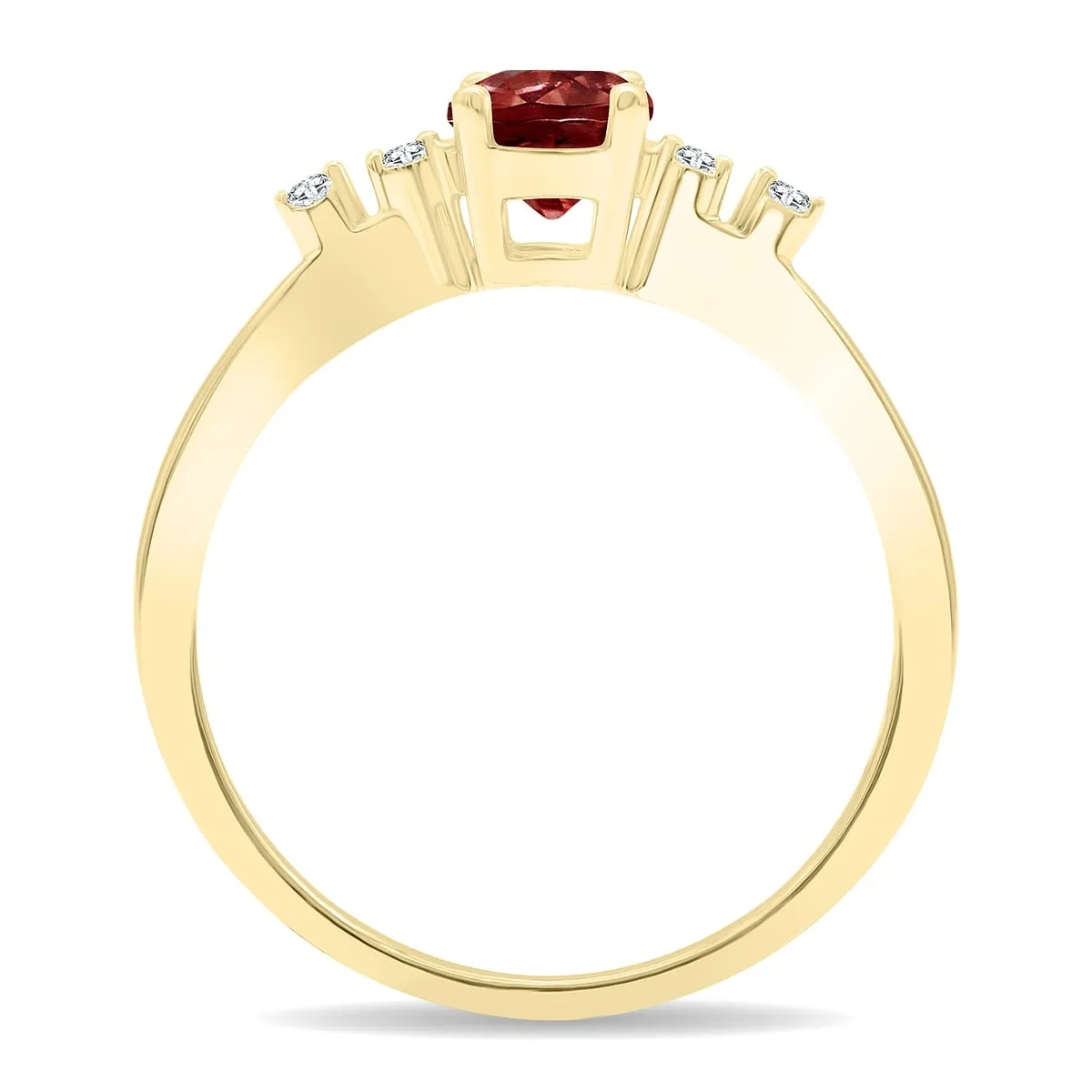 Women's Round Shaped Garnet and Diamond Sparkle Ring in 10K Yellow Gold sold by Zulily product image thumbnail 3