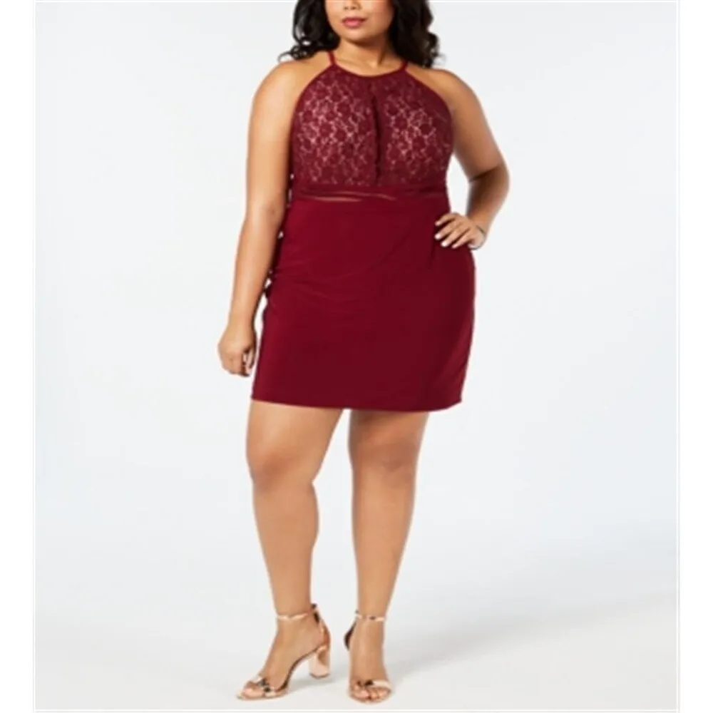 Morgan & Company Women's Sequin Lace Bodycon Dress Red Size 14W sold by Zulily product image thumbnail 4