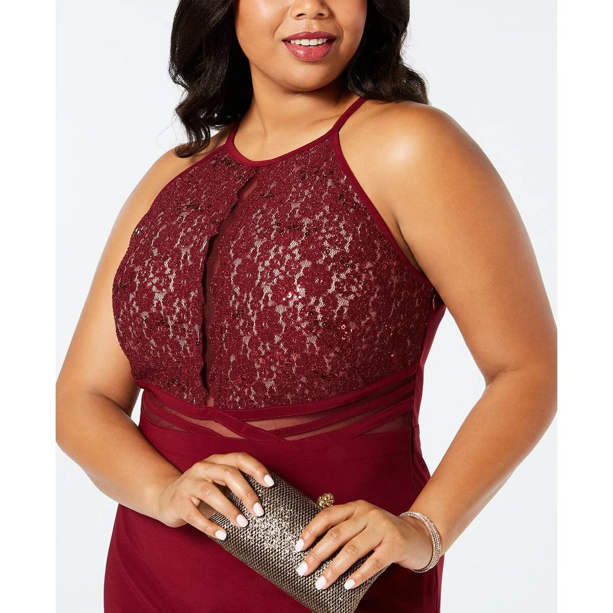Morgan & Company Women's Sequin Lace Bodycon Dress Red Size 14W sold by Zulily product image thumbnail 3