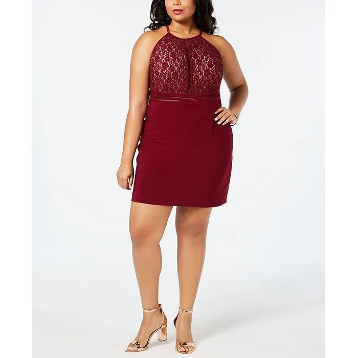 Morgan & Company Women's Sequin Lace Bodycon Dress Red Size 14W sold by Zulily