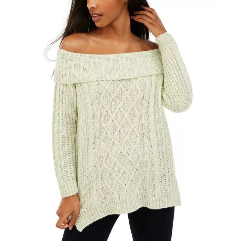 No Comment Women's Textured Printed Long Sleeve Off Shoulder Blouse Top Green -Size X-Large sold by Zulily
