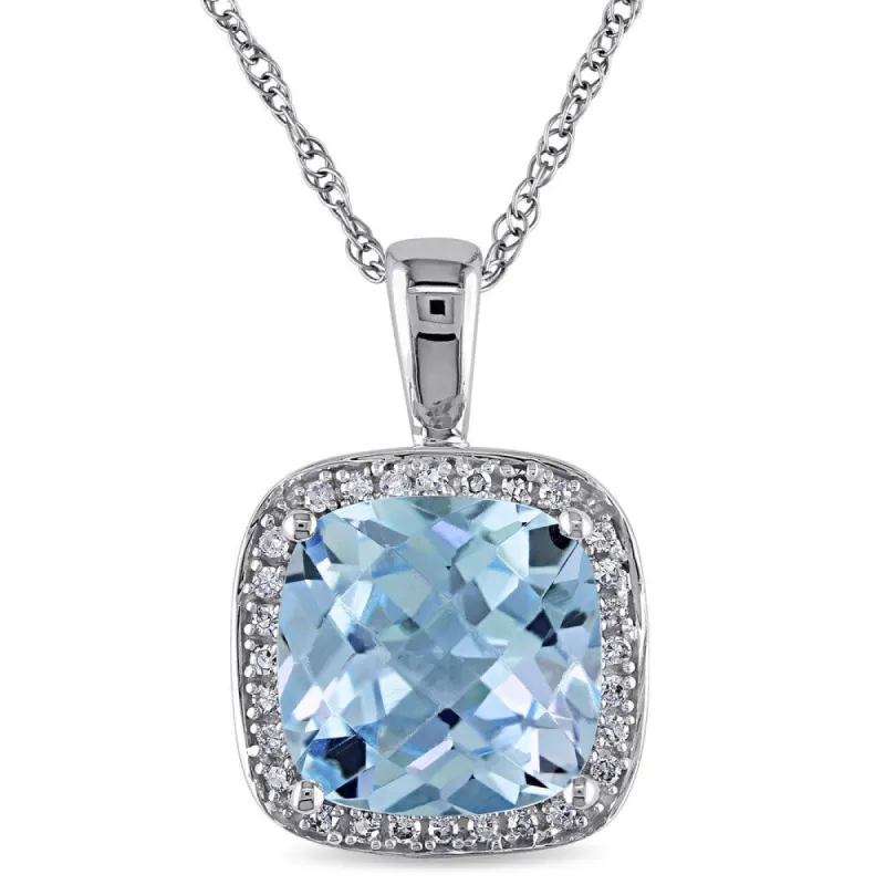 Miadora 10k White Gold Sky Blue Topaz and 1/10ct TDW Diamond Necklace sold by Zulily
