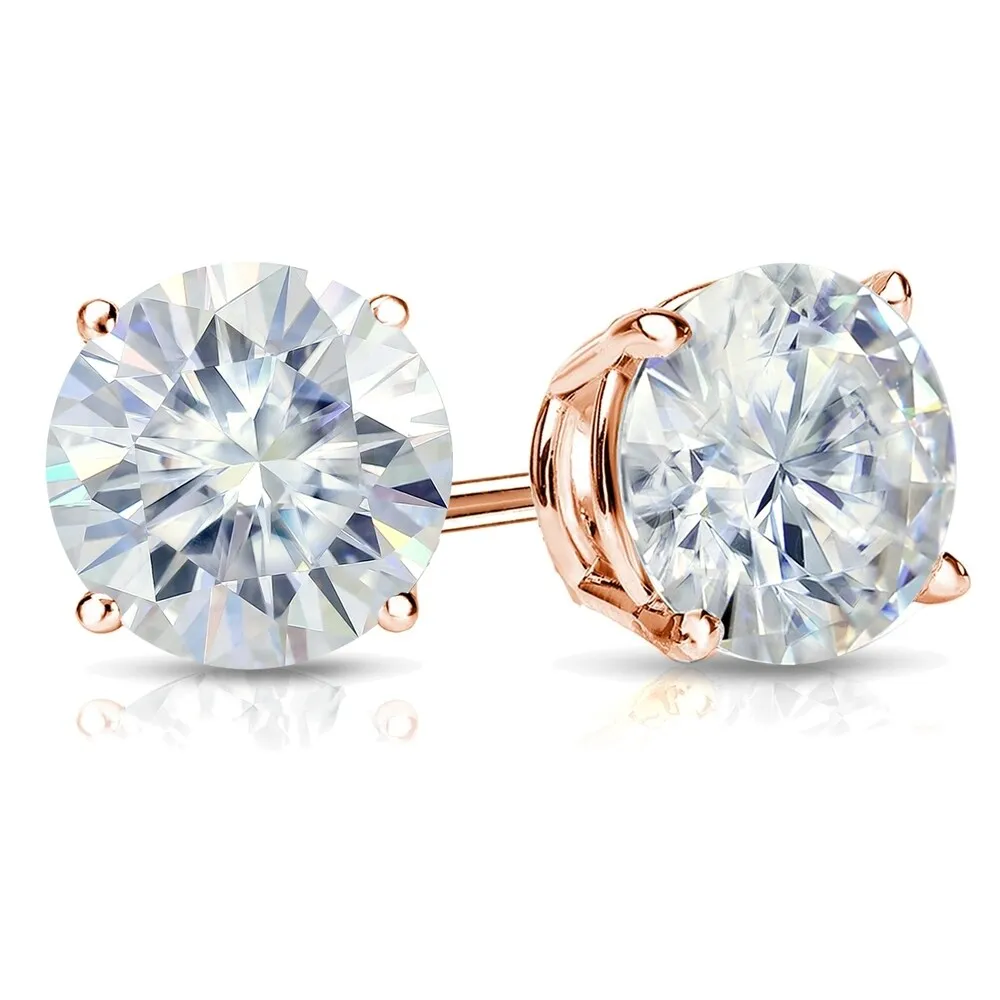 Auriya 7ctw Round Moissanite Stud Earrings 14k Gold 4-Prong Basket sold by Zulily product image thumbnail 3