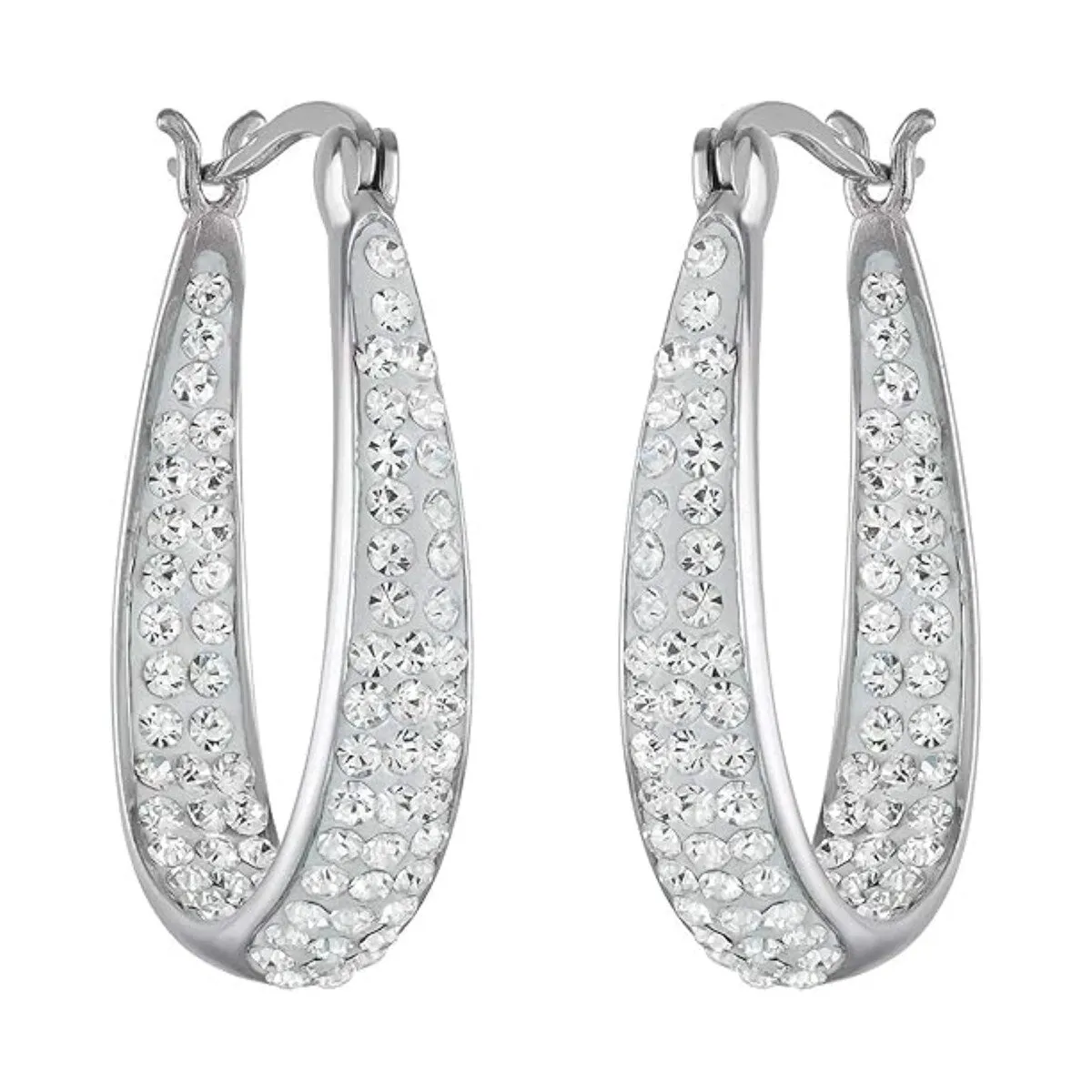 White Inside Out Crystal Hoop Earrings For Women sold by Zulily product image thumbnail 2