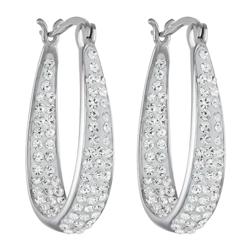 White Inside Out Crystal Hoop Earrings For Women sold by Zulily