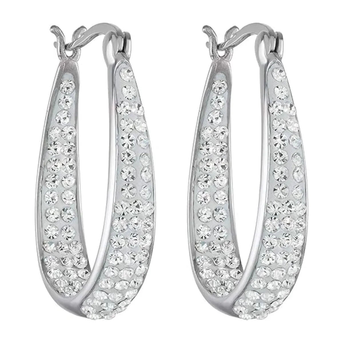 White Inside Out Crystal Hoop Earrings For Women sold by Zulily