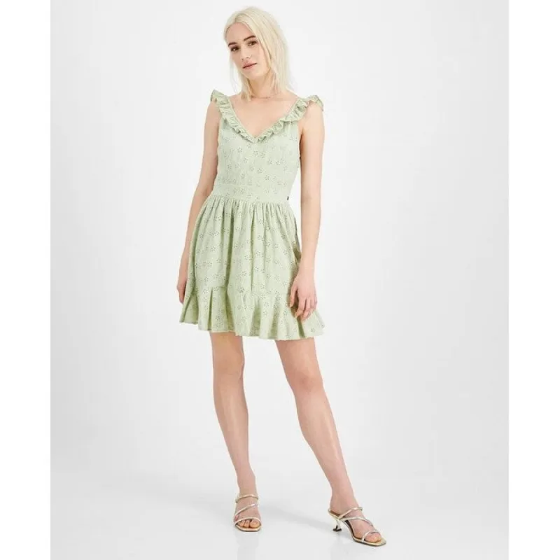 GUESS Women's Sharon Eyelet Mini Dress Green Size Medium sold by Zulily