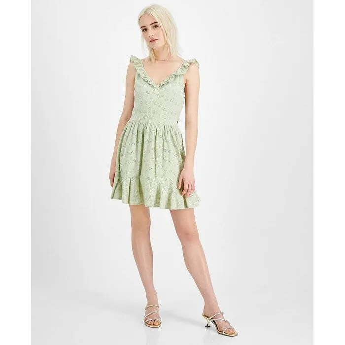 GUESS Women's Sharon Eyelet Mini Dress Green Size Medium sold by Zulily