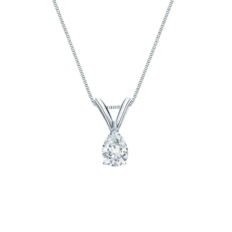 Auriya 14-karat Gold 0.25ctw Pear Solitaire Lab Grown Diamond Necklace V-End (H-I VS) Prong - 0.25 sold by Zulily
