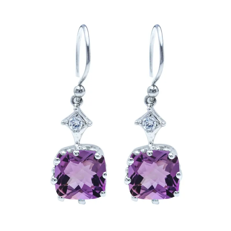 Sterling Silver with Natural Amethyst and White Topaz Dangling Earring sold by Zulily