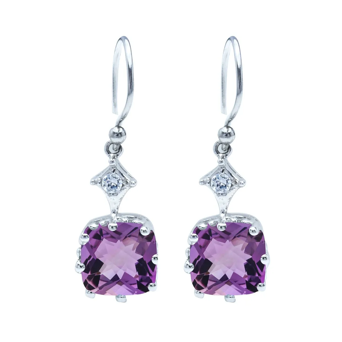 Sterling Silver with Natural Amethyst and White Topaz Dangling Earring sold by Zulily