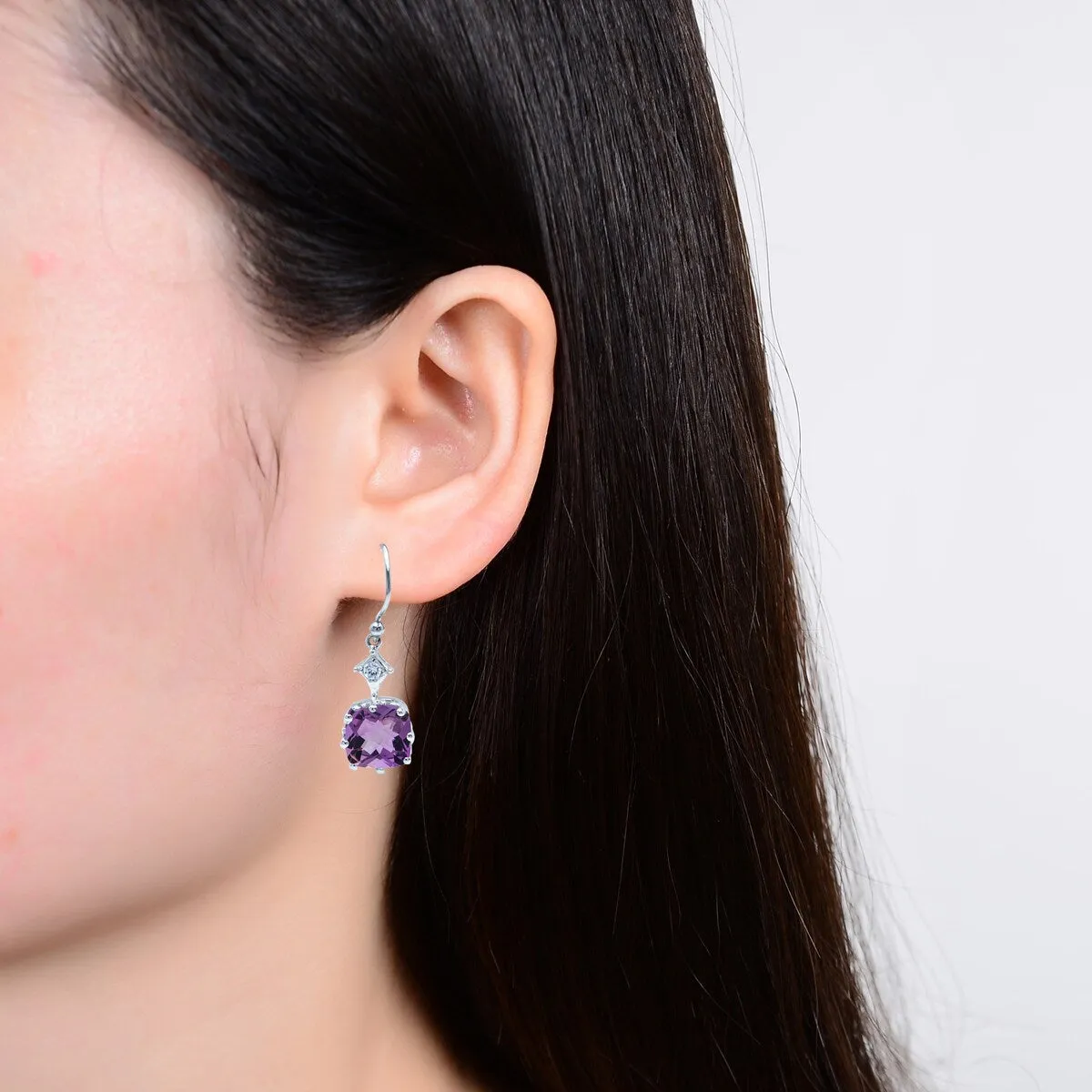 Sterling Silver with Natural Amethyst and White Topaz Dangling Earring sold by Zulily product image thumbnail 4