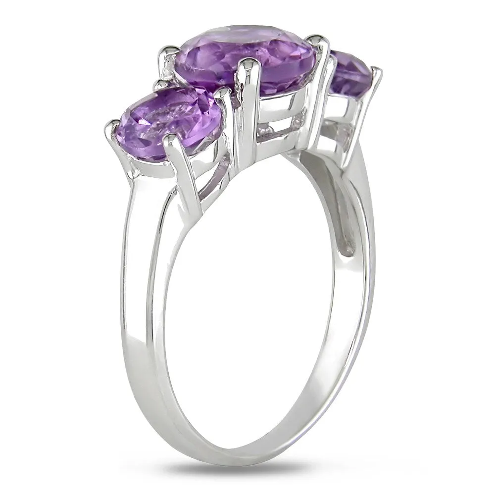 Miadora Sterling Silver 3 1/4ct TGW Amethyst 3-stone Ring sold by Zulily product image thumbnail 2