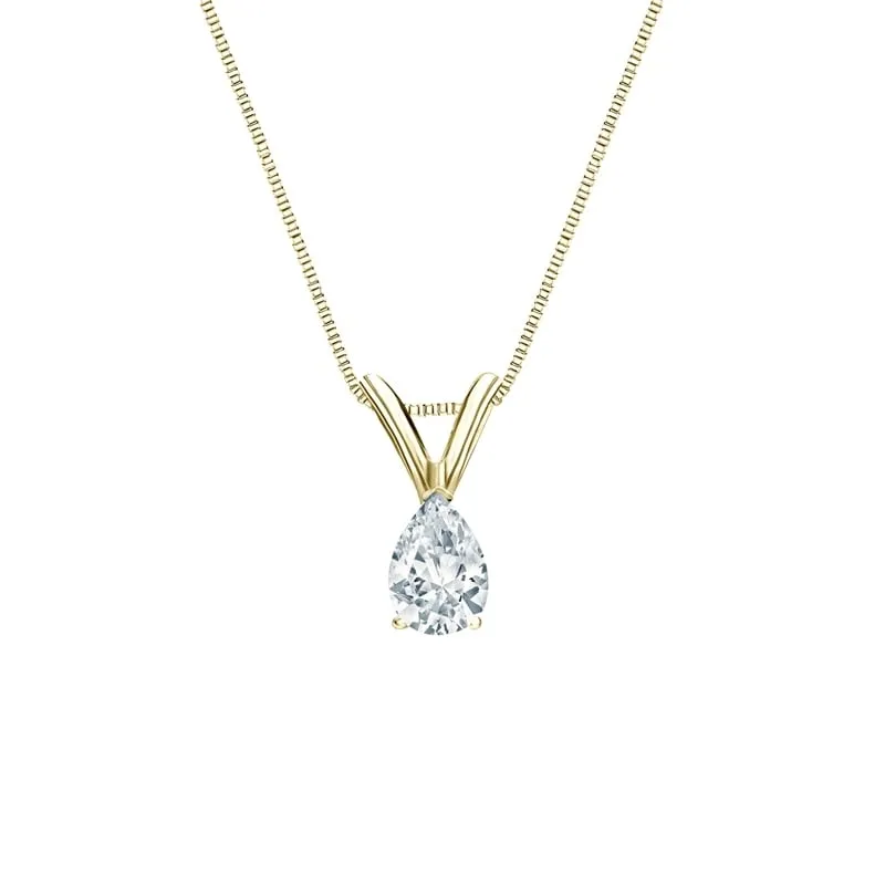 Auriya 14-karat Gold 0.25ctw Pear Solitaire Lab Grown Diamond Necklace V-End (H-I VS) Prong - 0.25 sold by Zulily product image thumbnail 2