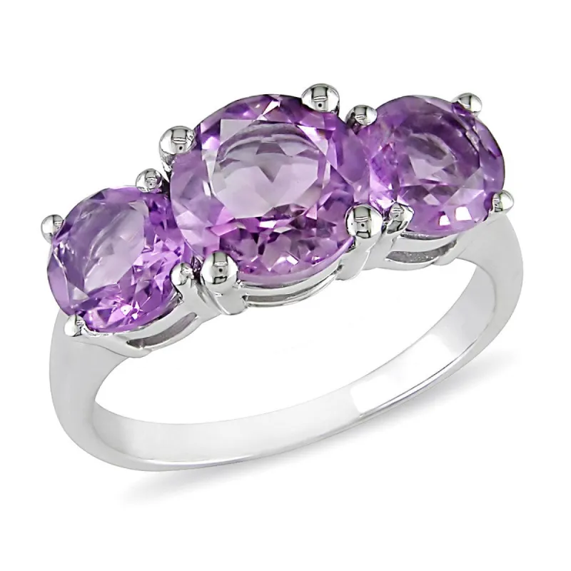 Miadora Sterling Silver 3 1/4ct TGW Amethyst 3-stone Ring sold by Zulily