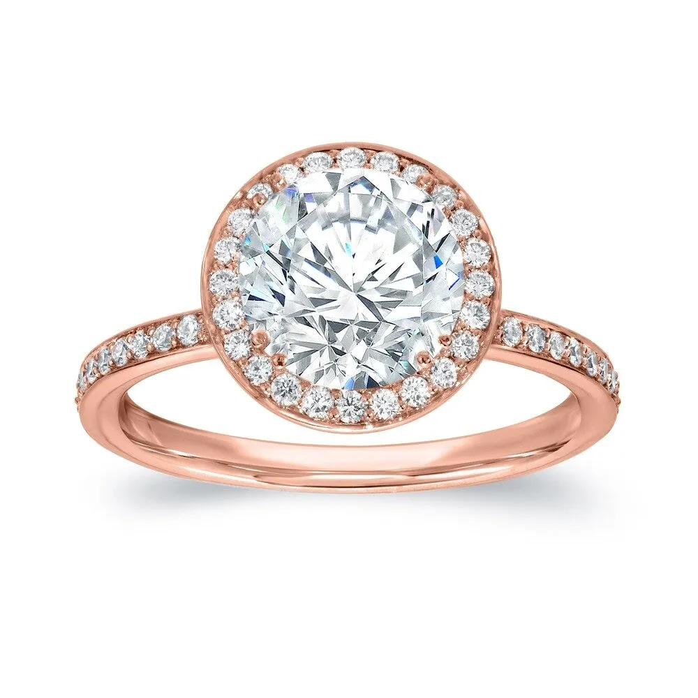 Auriya Round 2ct Moissanite and 2/5cttw Halo Diamond Engagement Ring 14K Gold sold by Zulily product image thumbnail 3