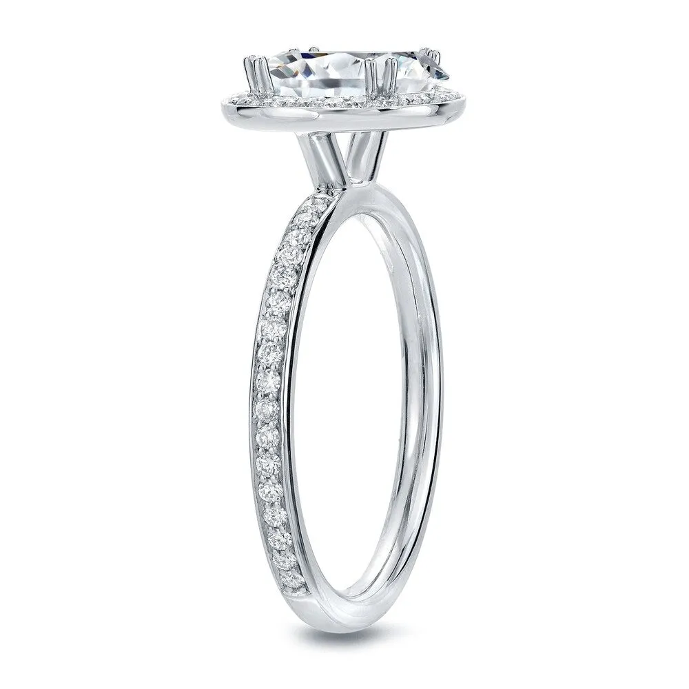 Auriya Round 2ct Moissanite and 2/5cttw Halo Diamond Engagement Ring 14K Gold sold by Zulily product image thumbnail 4