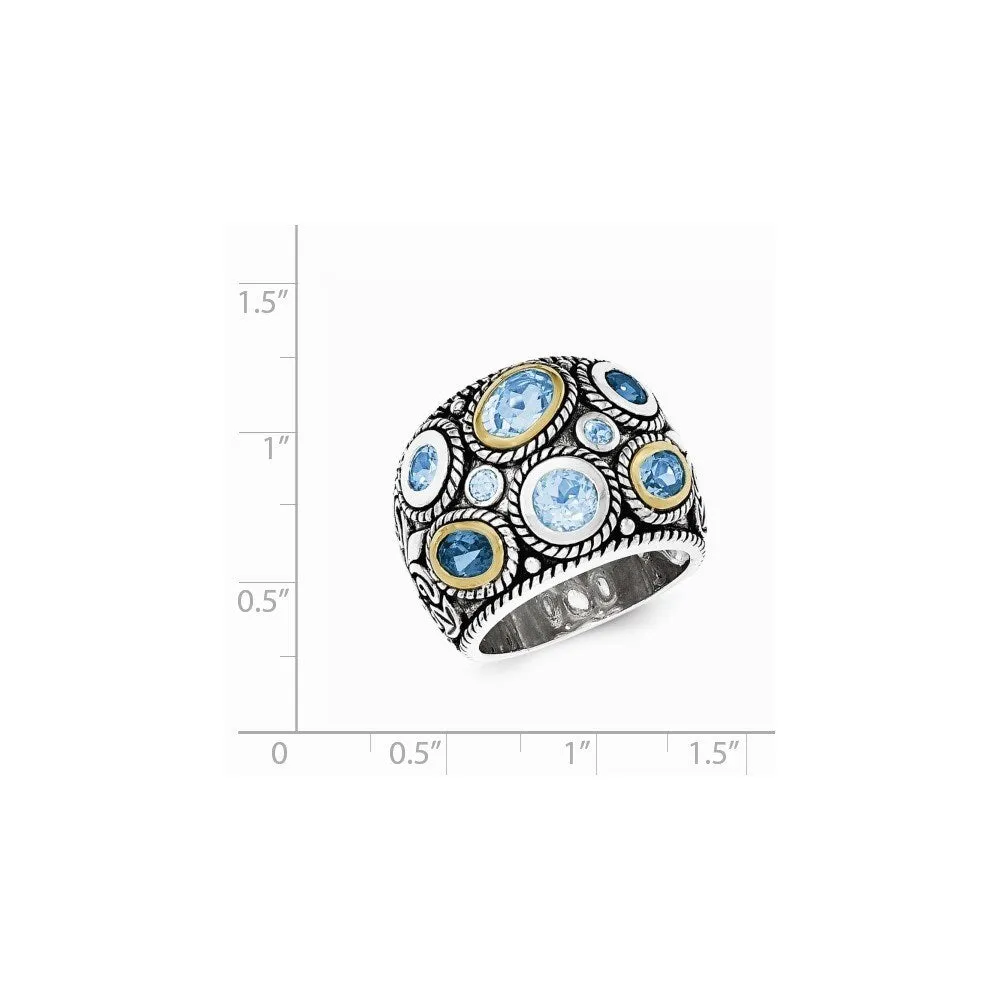Curata 925 Sterling Silver Open back With 14k Gold and Blue Topaz Fancy Ring sold by Zulily product image thumbnail 2