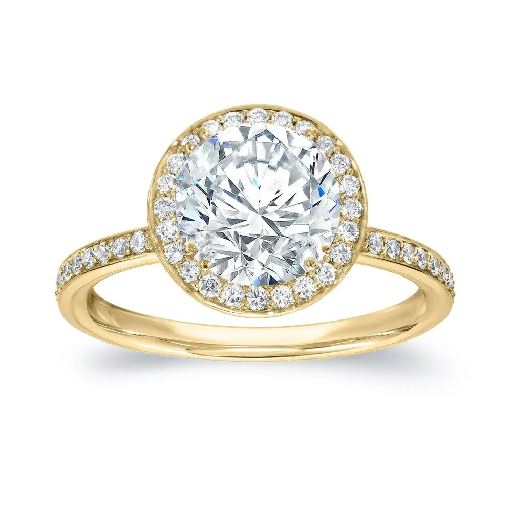Auriya Round 2ct Moissanite and 2/5cttw Halo Diamond Engagement Ring 14K Gold sold by Zulily product image thumbnail 2