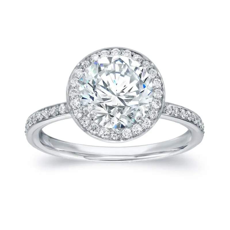 Auriya Round 2ct Moissanite and 2/5cttw Halo Diamond Engagement Ring 14K Gold made by Zulily